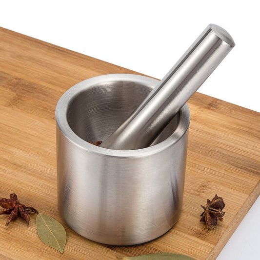 304 Stainless Steel Smashed Garlic Masher Sputum Pot Garlic Pot Home Manual Stone Scorpion Grinder, Column Type Garlic Casserole