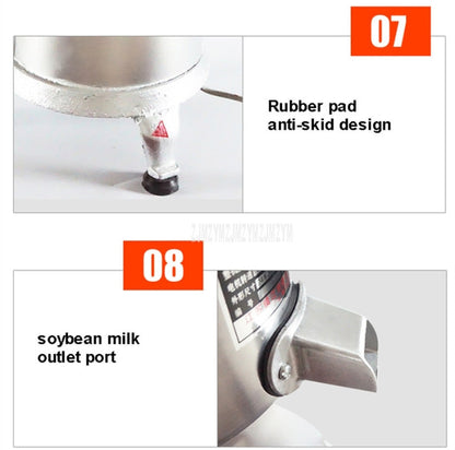 Household Stainless Steel Refiner Large Capacity  Slurry Separation Fresh Grinding Soymilk Tofu Machine, CN Plug, 100/1100W, 125/1500W, 130/1800W