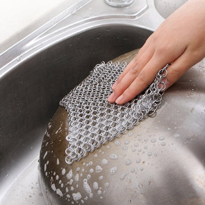 Stainless Steel Square Cast Iron Cleaner Pot Brush Scrubber Home Cookware Kitchen Cleaning Tool, 4×4inch, 5×5inch, 6×6inch, 7×7inch, 8×8inch, 8×6inch