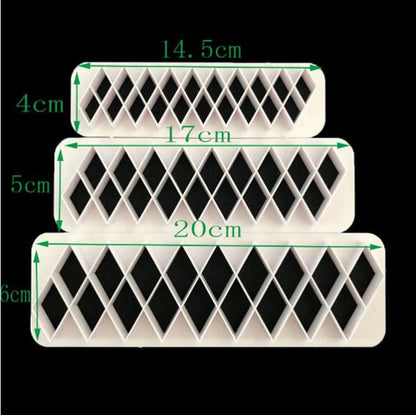 2 PCS Chocolate Cake Geometric Puzzle Embossed Strip Foundation Shape Graphic Biscuit Mold Stamping Tool, Four-sided Diamond, Jigsaw, Hexagon, Square, Regular Triangle, Oblique Triangle