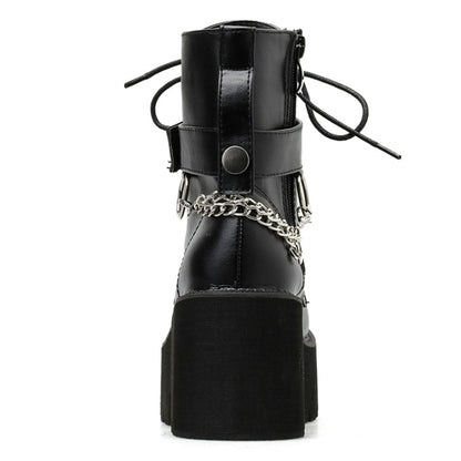 Platform - Soled Martin Boots Side Zipper Handsome Ankle Boots, 36, 38