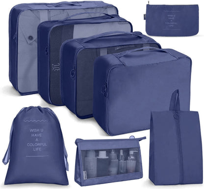 Travel Storage Bag Set Folding Storage Bag, 7 In 1, 8 In 1 Beam Mouth, 8 In 1 Cosmetic Bag