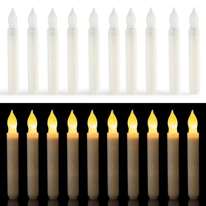 12 PCS/ Box LED Electronic Candle Light Flameless Candle Light Long Rod Christmas Candle, Flashing Warm White Light