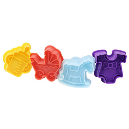 4 in 1 3D Baby Series Biscuit Mold Fondant Pressing Tools, Random Color Delivery, 4 in 1  3D Baby Series