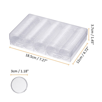 Coin Capsules 100 x 30mm Round Boxes Commemorative Coin Protection Box, 2pcs 30mm