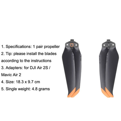 Original 1 Pair Noise Reduction Propeller For DJI Air 2S / Mavic Air 2, For Air 2S / Mavic Air 2