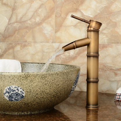 Antique Retro Hot Cold Water Bathroom Counter Basin Bamboo Waterfall Basin Copper Faucet, Breaking 2 Knots, Breaking 3 Knots, Early 2 Knots, Early 3 Knots, Elbow 2 Knots, Elbow 3 Knots