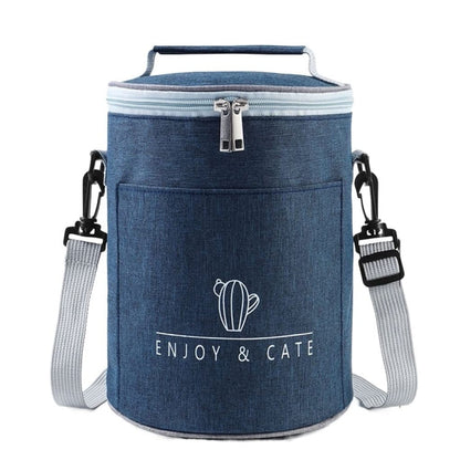 Round Lunch Bag Insulated Lunch Box Foldable & Portable Lunch Tote, L, M