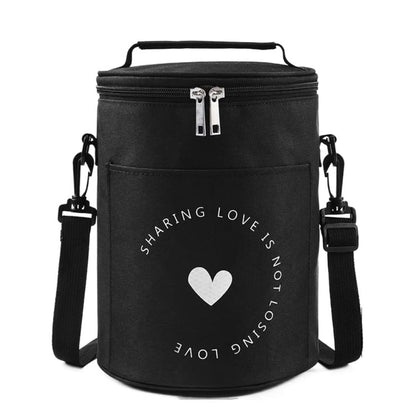 Round Lunch Bag Insulated Lunch Box Foldable & Portable Lunch Tote, L, M