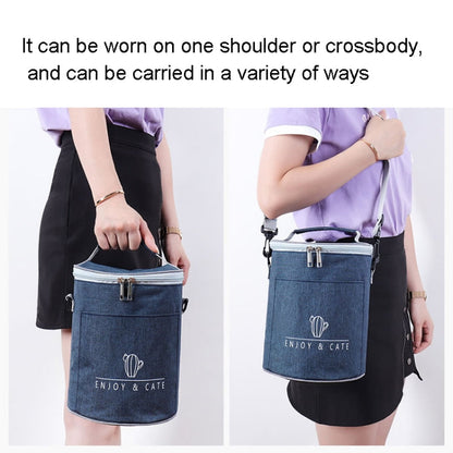 Round Lunch Bag Insulated Lunch Box Foldable & Portable Lunch Tote, L, M