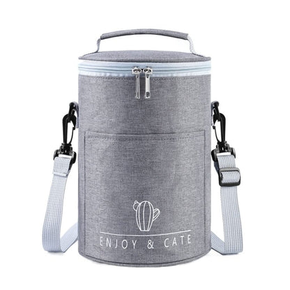Round Lunch Bag Insulated Lunch Box Foldable & Portable Lunch Tote, L, M