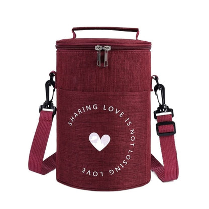 Round Lunch Bag Insulated Lunch Box Foldable & Portable Lunch Tote, L, M