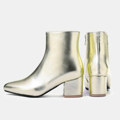 Autumn  Winter Glitter Square Heel Pointed Low-Top Women Boots, 40, 41, 42, 43, 44, 45