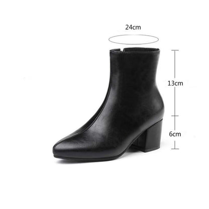 Autumn  Winter Glitter Square Heel Pointed Low-Top Women Boots, 40, 41, 42, 43, 44, 45