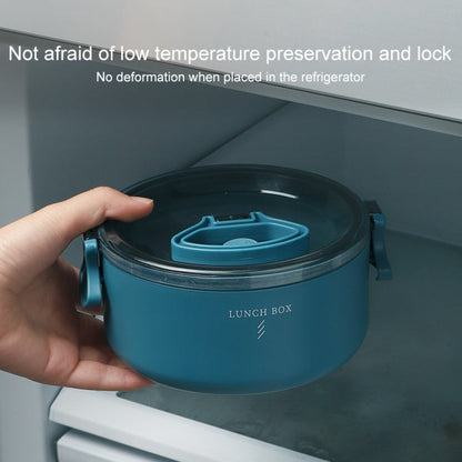 Round Portable Insulation Partitioned Lunch Box Student Office Workers Heated Microwave Oven Bento Box, Single Layer