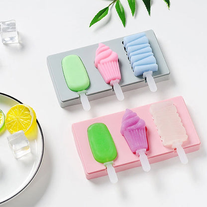 Silicone Cartoon Homemade Handmade DIY Ice Cream Popsicle Mould with Lid, Color Random Delivery, Fruit Woodpecker, Ice Cream, Snowman Hippo Bunny