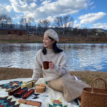 Wood Environmental Protection Tableware Portable Lunch Box Bento Box, Single Layer, Double Layer