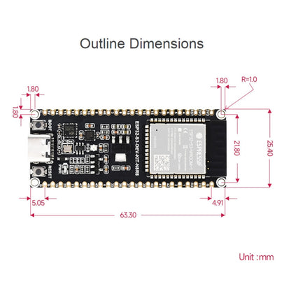 Waveshare ESP32-S3 Microcontroller 2.4GHz Wi-Fi Development Board ESP32-S3-WROOM-1-N8R8 Module, 24263, 24363
