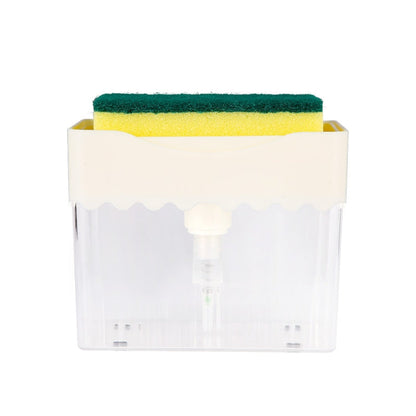 Cleaning Cloth Dishwashing Brush Liquid Box Kitchen Brush Detergent Mixer Press Plastic Soap Box, White, Dark Gray, Dark Blue