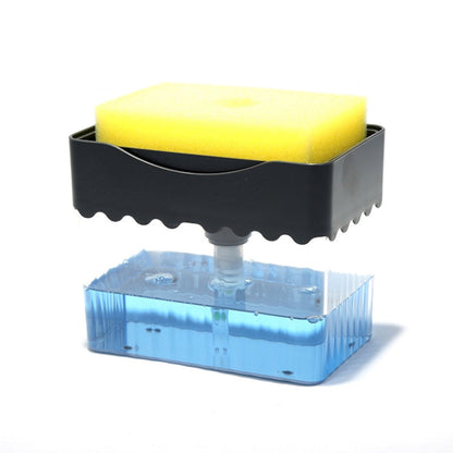 Cleaning Cloth Dishwashing Brush Liquid Box Kitchen Brush Detergent Mixer Press Plastic Soap Box, White, Dark Gray, Dark Blue
