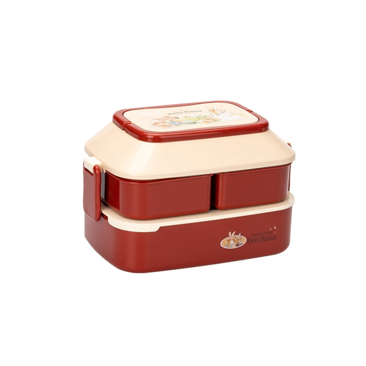Cute Rabbit Double Layer Plastic Lunch Box Large Capacity Portable Lunch Box, Style:, Small Red, Small Yellow, Large Red, Large Green, Large Yellow