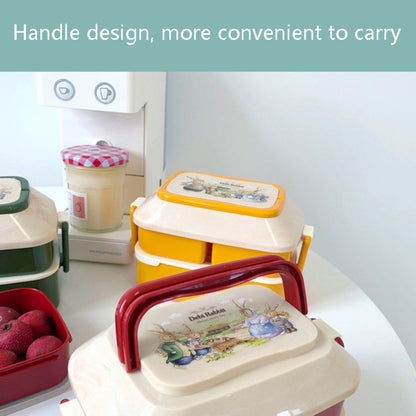 Cute Rabbit Double Layer Plastic Lunch Box Large Capacity Portable Lunch Box, Style:, Small Yellow, Large Green, Large Yellow