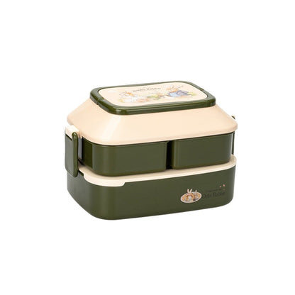 Cute Rabbit Double Layer Plastic Lunch Box Large Capacity Portable Lunch Box, Style:, Small Red, Small Yellow, Large Red, Large Green, Large Yellow