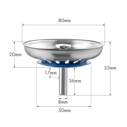 Stainless Steel 304 Washbasin Sink Filter Cover, Bright Filter Cover