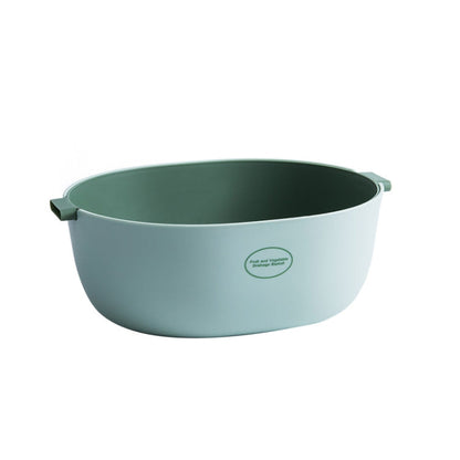Kitchen Rice Pan Double-dish Vegetable Drain Basket Plastic Fruit Basket, U Shape Light Green, U Shape Dark Red, U Shape Light Gray, O Shape Light Green, O Shape Dark Red