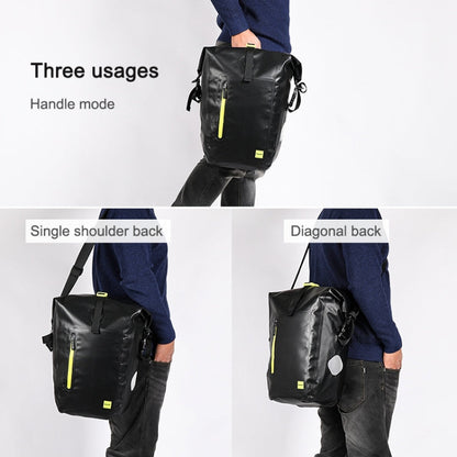 Rhinowalk Bicycle Backpack Full Waterproof Shelf Bag 25L Unilateral Frame Bag Long-distance Travel Bicycle Bag, Black Green, Full Black