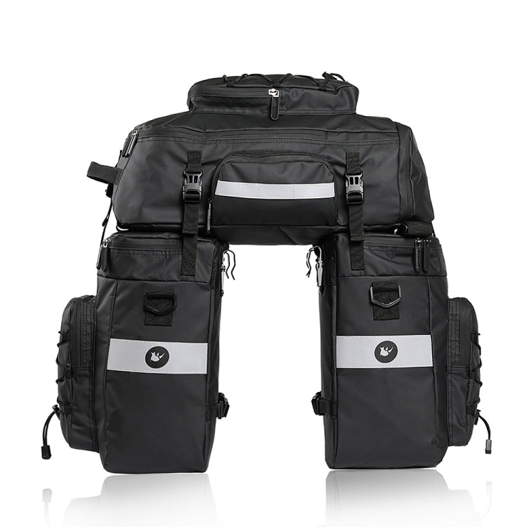 Rhinowalk Three-in-one Multifunctional Bicycle Rear Shelf Pannier Waterproof Long-distance Equipment, Full Black, Black Green