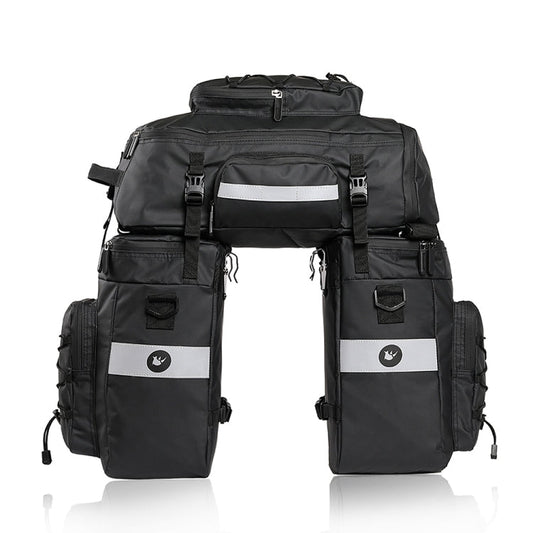 Rhinowalk Three-in-one Multifunctional Bicycle Rear Shelf Pannier Waterproof Long-distance Equipment, Full Black, Black Green