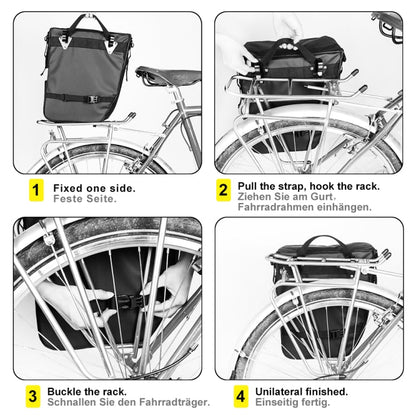 Rhinowalk Three-in-one Multifunctional Bicycle Rear Shelf Pannier Waterproof Long-distance Equipment, Full Black, Black Green