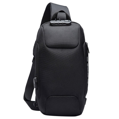 OZUKO 9223 Anti-theft Men Chest Bag Waterproof Crossbody Bag with External USB Charging Port, Standard Size, Large Size