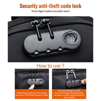 OZUKO 9223 Anti-theft Men Chest Bag Waterproof Crossbody Bag with External USB Charging Port, Standard Size, Large Size