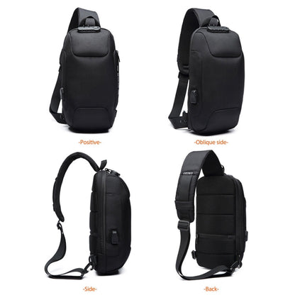 OZUKO 9223 Anti-theft Men Chest Bag Waterproof Crossbody Bag with External USB Charging Port, Standard Size, Large Size
