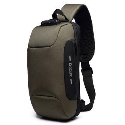 OZUKO 9223 Anti-theft Men Chest Bag Waterproof Crossbody Bag with External USB Charging Port, Standard Size, Large Size