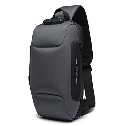 OZUKO 9223 Anti-theft Men Chest Bag Waterproof Crossbody Bag with External USB Charging Port, Standard Size, Large Size