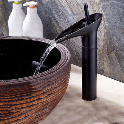 Bathroom Faucet Washbasin Waterfall Hot & Cold Faucet, 84535-1, 84535 High Type, 99529 Black