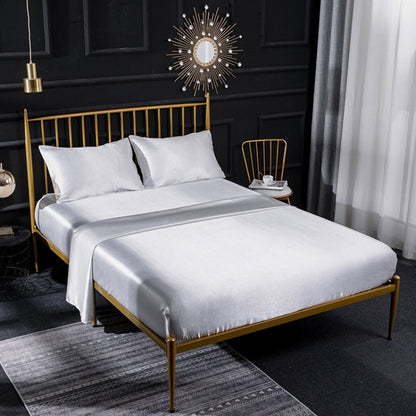 Home Ice Silk Simulation Silk Four-Piece Pillowcase Flat Sheet Fitted Sheet Set, US-Full/UK-D:138x190x35cm, US-Queen/UK-K:153x203x35cm