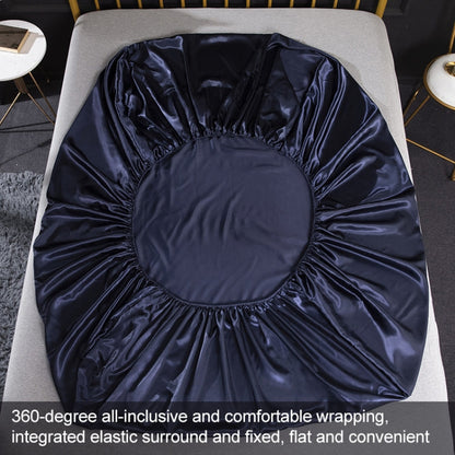 Home Ice Silk Simulation Silk Four-Piece Pillowcase Flat Sheet Fitted Sheet Set, US-King:198x203x35cm, UK-SK:180x200x35cm, US-King: 198x203x35cm
