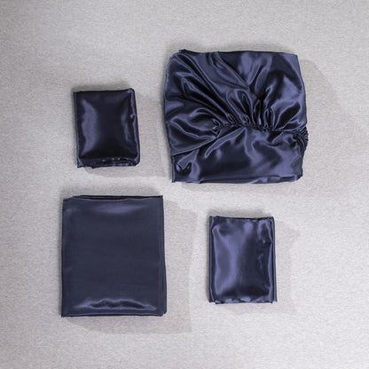 Home Ice Silk Simulation Silk Four-Piece Pillowcase Flat Sheet Fitted Sheet Set, US-King:198x203x35cm, UK-SK:180x200x35cm, US-King: 198x203x35cm
