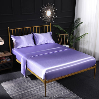 Home Ice Silk Simulation Silk Four-Piece Pillowcase Flat Sheet Fitted Sheet Set, US-King:198x203x35cm, UK-SK:180x200x35cm, US-King: 198x203x35cm