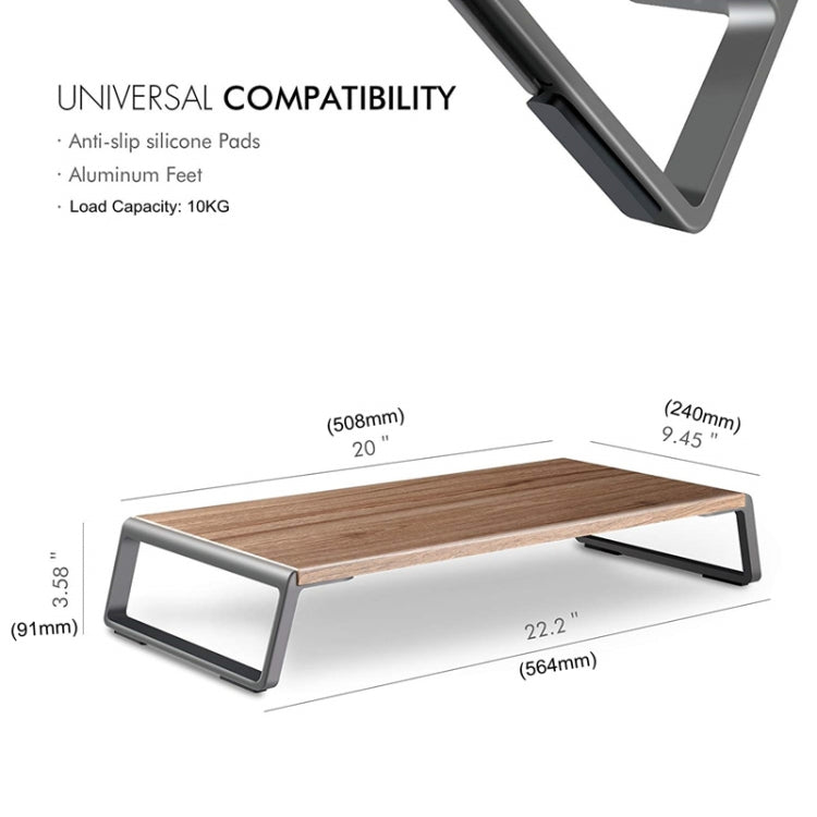 Monitor Stand Riser with Metal Feet for iMac MacBook LCD Display Printer, Lapdesk Tabletop Organizer Sturdy Platform Save Space