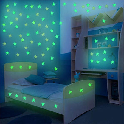 100PC Kids Bedroom Glow Wall Stickers Stars