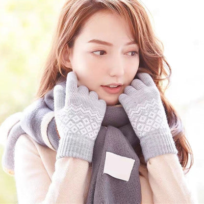 Winter Touch Screen Gloves Women Men Warm Stretch Knit Mittens Imitation Wool Thicken Full Finger Gloves, White, Grey, Black, Yellow, Navy Blue, Kids White, Kids Black, A-Navy Blue, A-Black, A-White, A-Grey, B-Grey, B-Blue, C-Yellow, C-Blue, C-Purple  ...