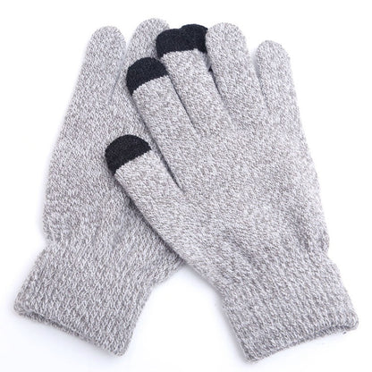 Winter Touch Screen Gloves Women Men Warm Stretch Knit Mittens Imitation Wool Thicken Full Finger Gloves, White, Grey, Black, Yellow, Navy Blue, Kids White, Kids Black, A-Navy Blue, A-Black, A-White, A-Grey, B-Grey, B-Blue, C-Yellow, C-Blue, C-Purple  ...