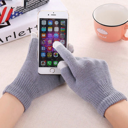 Winter Touch Screen Gloves Women Men Warm Stretch Knit Mittens Imitation Wool Thicken Full Finger Gloves, White, Grey, Black, Yellow, Navy Blue, Kids White, Kids Black, A-Navy Blue, A-Black, A-White, A-Grey, B-Grey, B-Blue, C-Yellow, C-Blue, C-Purple  ...