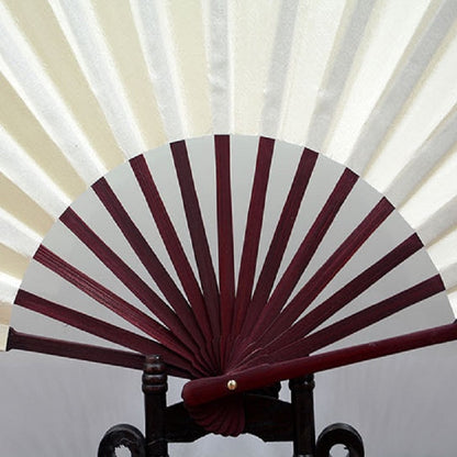 Pure Color Blank Silk Cloth Folding Fan Chinese Style Calligraphy Painting Fan, 8 inch, 10 inch