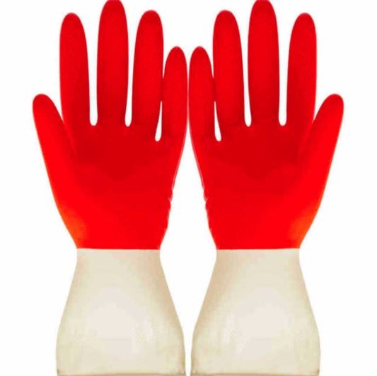 1 Pair Household Two-color Washing Gloves Housework Cleaning Laundry Dishwashing Latex Gloves, S, M, L, XL